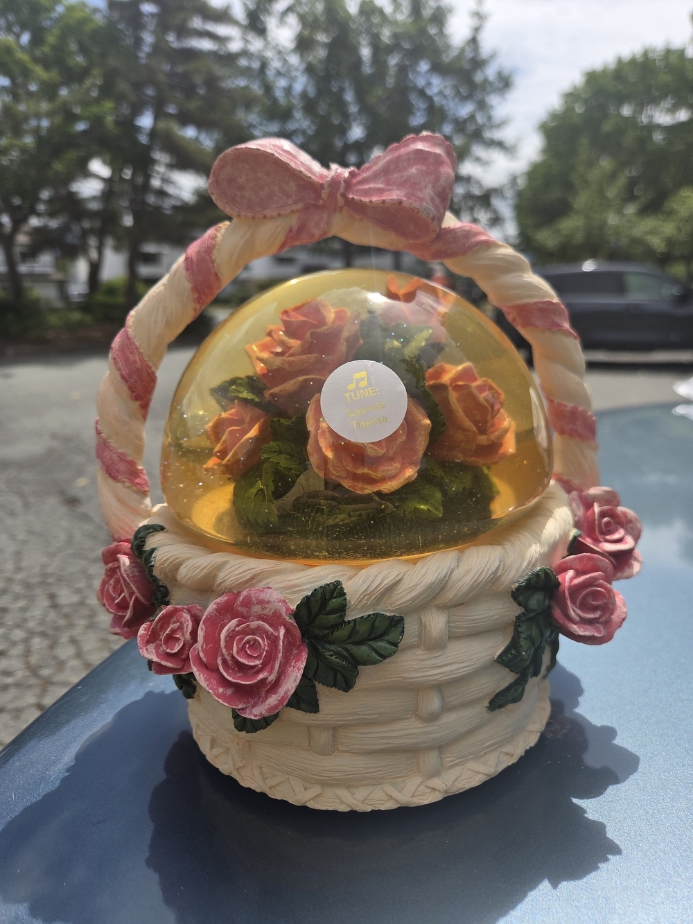 Floral Snow Globe - Pink and Cream Home Art - Picture 2 of 9